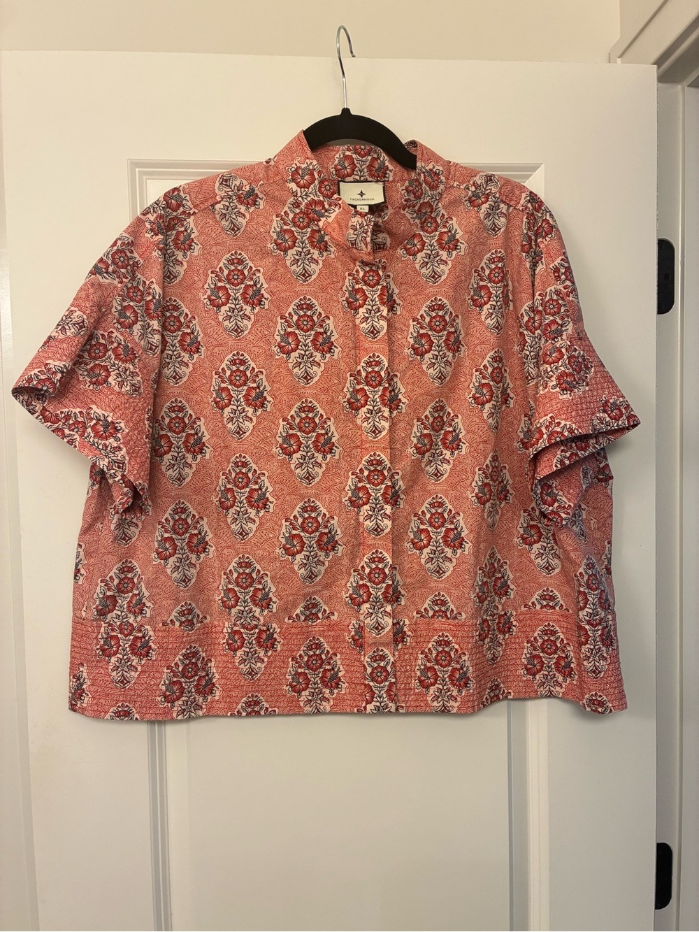 Tuckernuck Coral Red Patterned Short-Sleeve Button-Down Shirt